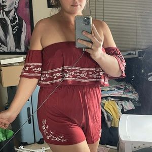 Strapless cold shoulder romper